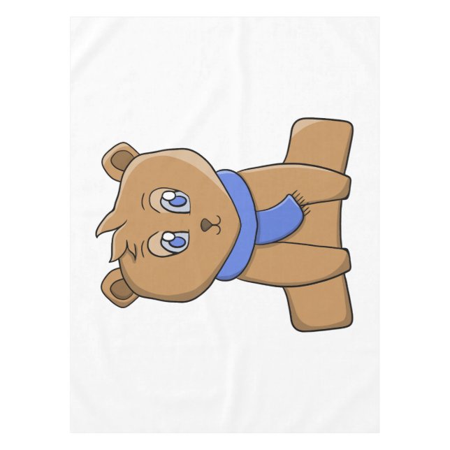 Mantel Oso de peluche con un pañuelo azul (Anverso)