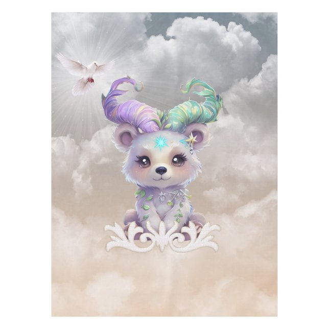 Mantel Oso mágico en purpurina pastel. (Anverso)