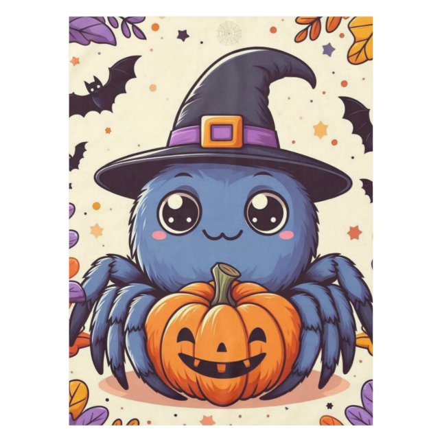 Mantel Otoño/araña/bruja/halloween (Anverso)