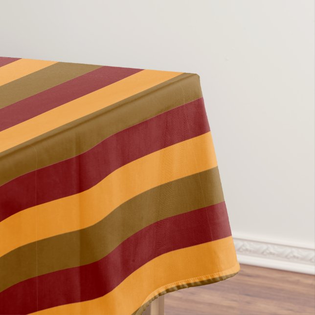 Mantel Otoño Colores otoño Naranja Maroon Brown Striped (In Situ)
