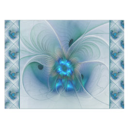 Mantel Ovejas en pie, abstracto fractal turquesa azul