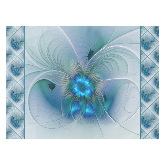 Mantel Ovejas en pie, abstracto fractal turquesa azul (Frente (Horizontal))