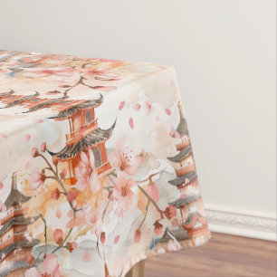 Mantel Pagoda china acuarela con flores de cerezo