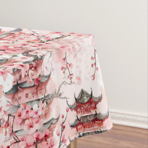Mantel Pagoda china pastel paisaje flor de cerezo
