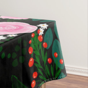 Mantel Paint and white Floral acuarela elegante rosa y bl