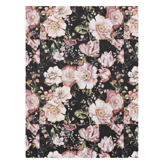 Mantel País bohemio perrito moda femenina floral negra (Anverso)