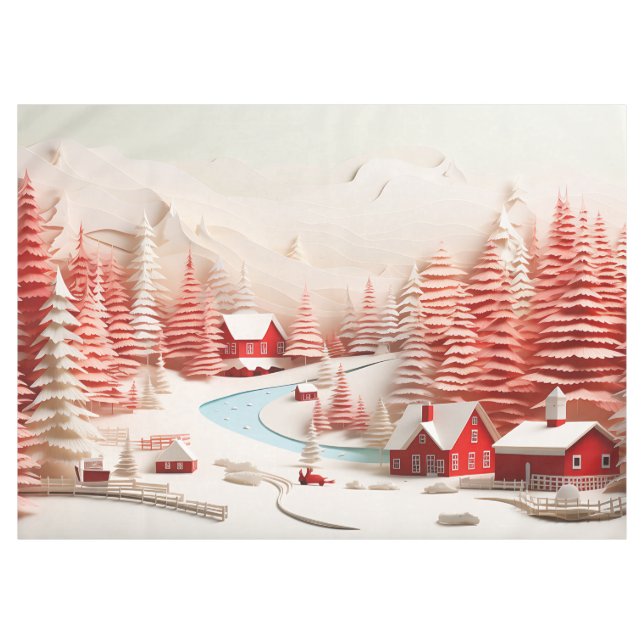 Mantel Paisaje de invierno escandinavo en 3D (Frente (Horizontal))