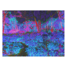 Mantel Paisaje de jardín impresionista de azul oscuro y r