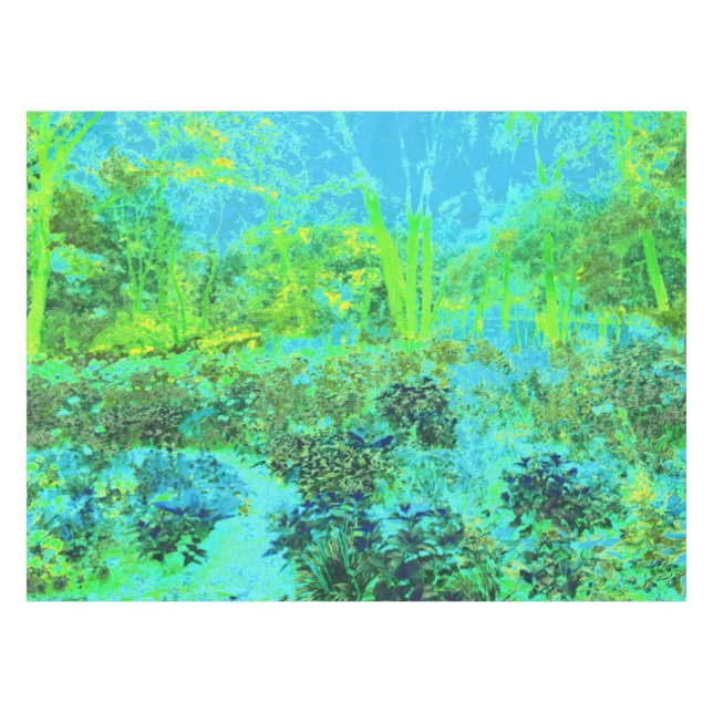 Mantel Paisaje Trippy Lime Green y Blue Garden (Frente (Horizontal))