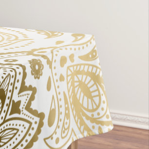 Mantel Paisley floral blanca metálica