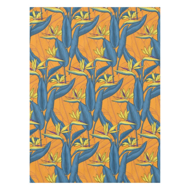 Mantel Pájaro de flores del paraíso en el naranja (Anverso)