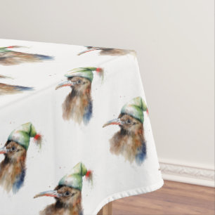 Mantel Pájaro Kiwi de Navidad en acuarela con sombrero de