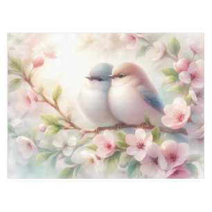 Mantel Pájaros de amor de primavera Flor de cerezo floral