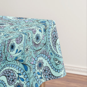 Mantel Pájaros de paisley en azul bebé