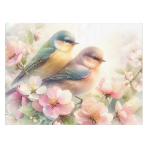 Mantel Pájaros Dulces de Amor de Pastel de Primavera Flor