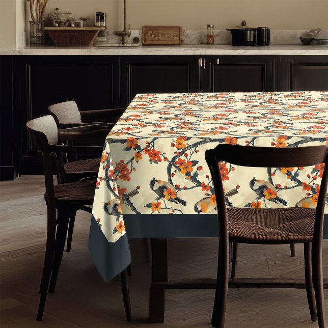 Mantel Pájaros y flores caídas Tabletas inspiradas en la  (Birds and Fall Flowers Tablecloth Nature-Inspired )