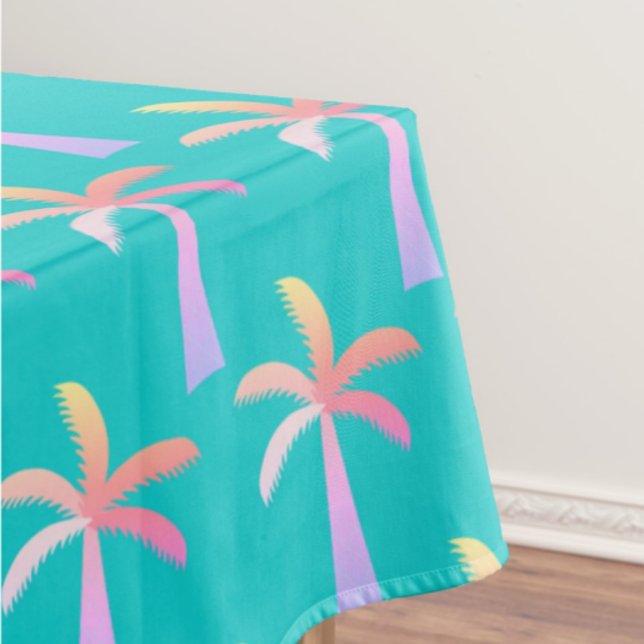 Mantel Palm Springs Caribbean Blue Tropical Palm Tree (Colorful palm tree tablecloth)