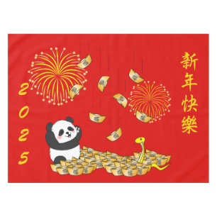 Mantel Panda del Año Nuevo Chino de la Serpiente 2025