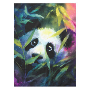 Mantel Panda Peeking Bamboo Watercolor