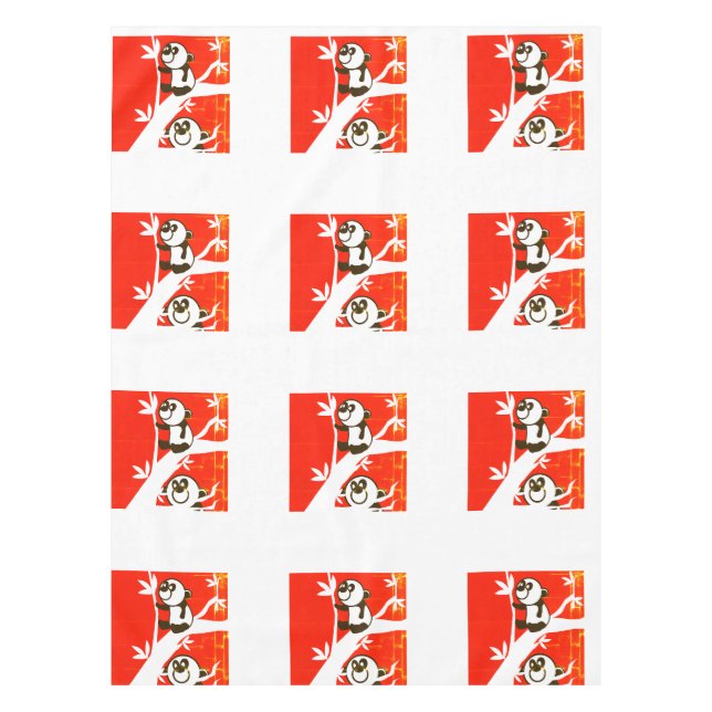 Mantel Pandas de cumpleaños (Anverso)
