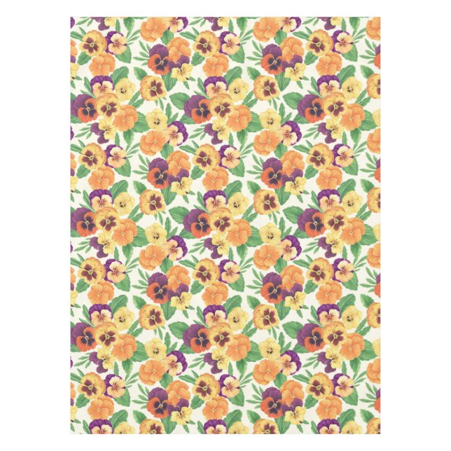 Mantel Pansies en blanco roto (Anverso)