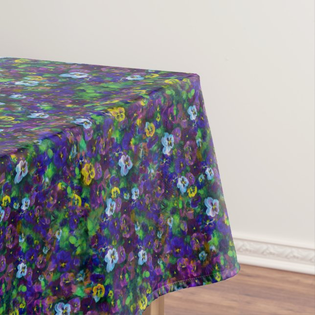 Mantel Pansies [purple] table cloth 52x70 cotton (In Situ)