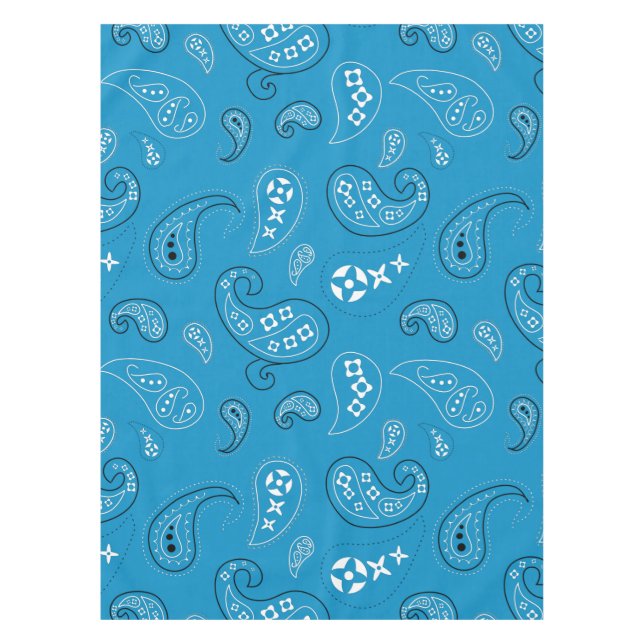 Mantel Papel azul y negro Paisley Western Bandana Print (Anverso)