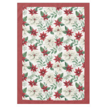 Mantel para comedor de poinsettias navideñas festi