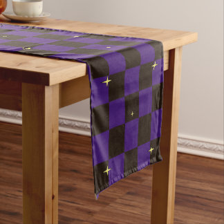 Mantel para mesa de Halloween negro púrpura a cuad