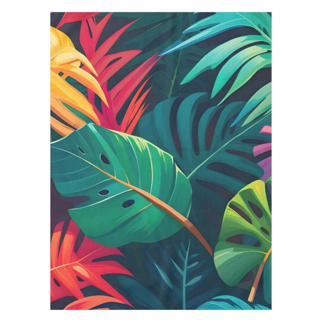 Mantel Paraíso de acuarela de follaje tropical (Anverso)
