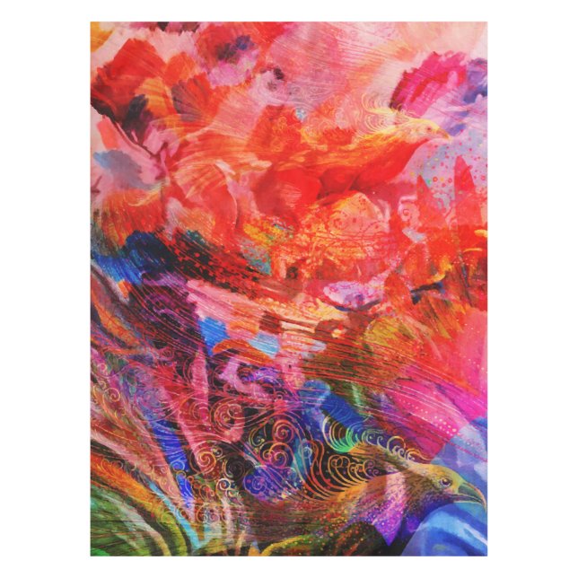 Mantel Paraíso Floral Bird Phoenix Rising Flame Art (Anverso)