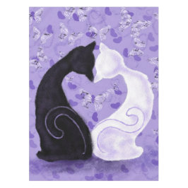 Mantel Pareja de Gato Mariposa Corazón Tablilla Púrpura