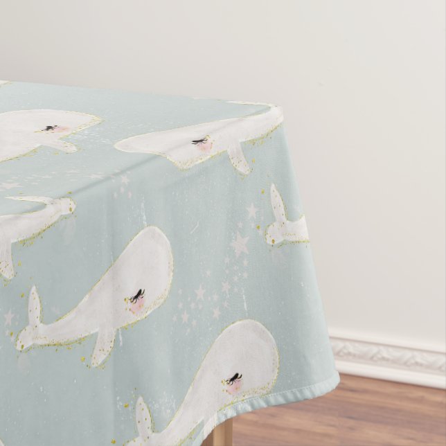 Mantel Partido temático de Baby Shower Cute Blue Whale Bi (In Situ)