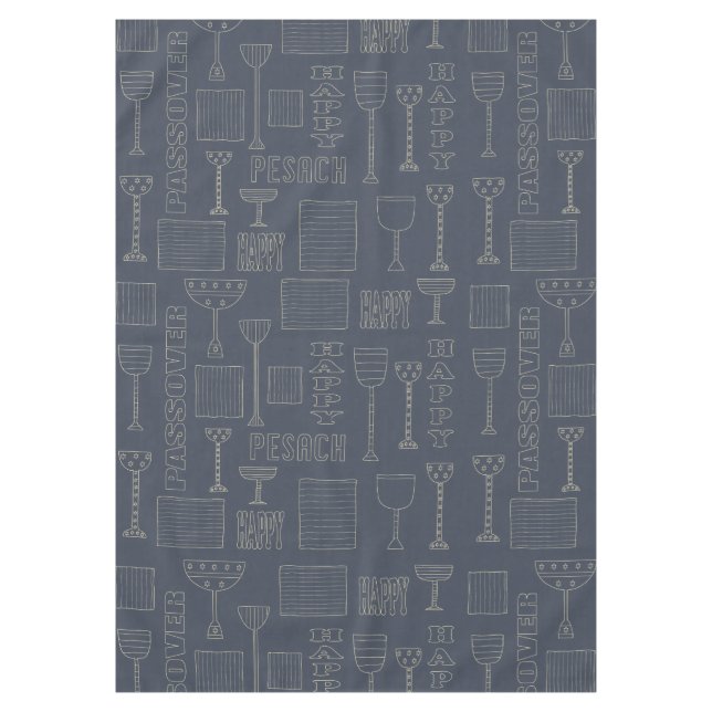 Mantel Pascua 60/84" Tablero "Vino y Matza de Pascua" (Anverso)