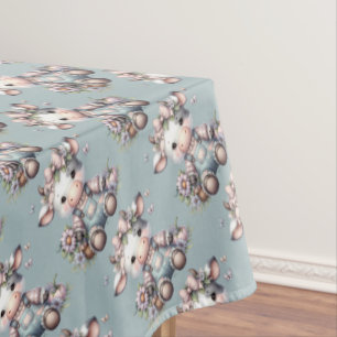 Mantel Pastel dulce de vaca bebé en overoles con flores