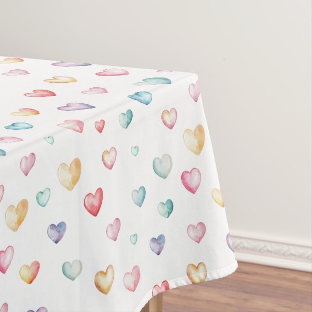 Mantel Pastel Hearts Baby Shower Tablecloth (In Situ)