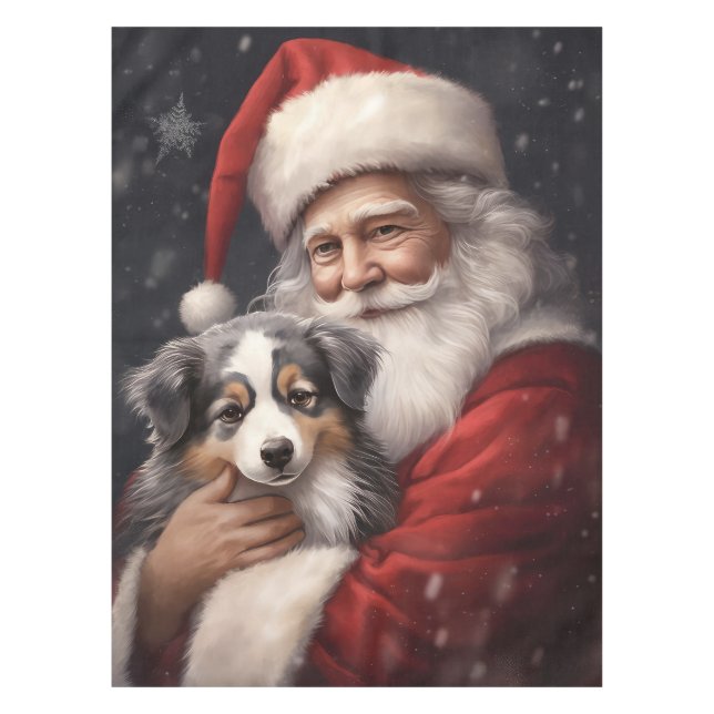 Mantel Pastor Australiano con Santa Claus Navidad (Anverso)