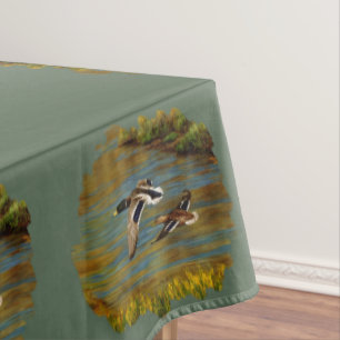 Mantel Patos Mallard Volando Sobre El Estanque