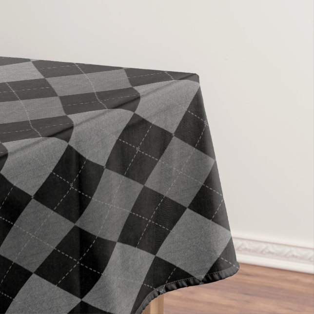 Mantel Patrón Argyle negro y gris carbón (In Situ)