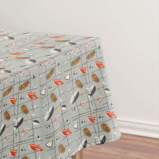 Mantel Patrón Atómico Retro Naranja Gris Blanco Negro (In Situ)