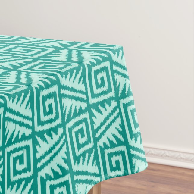 Mantel Patrón Azteca Ikat - Turquesa y Aqua (In Situ)