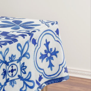 Mantel Patrón azul, blanco y amarillo del Mediterráneo it