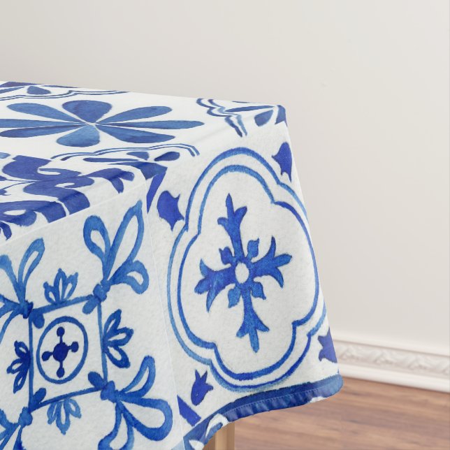 Mantel Patrón azul, blanco y amarillo del Mediterráneo it (In Situ)