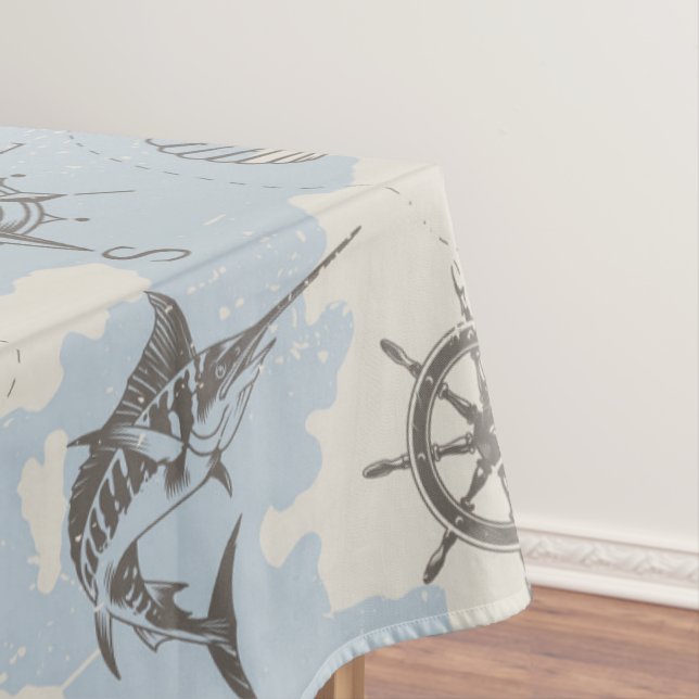 Mantel Patrón azul con temática náutica nostálgica (In Situ)