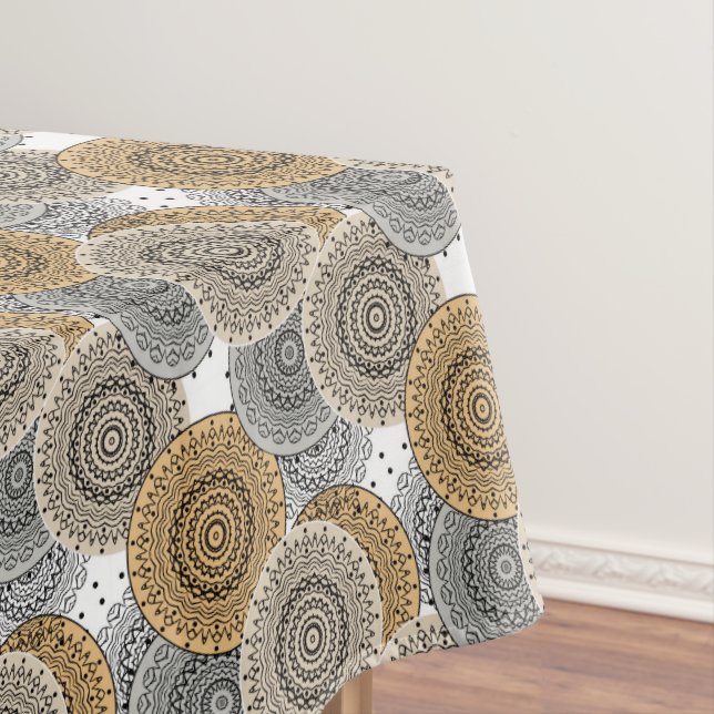 Mantel Patrón beige gris mandala árabe estilo oriental (In Situ)