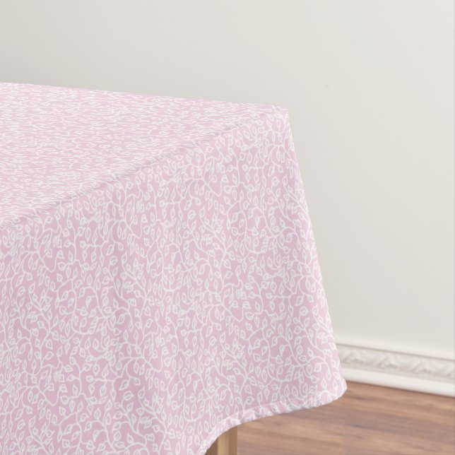 Mantel Patrón blanco oscuro de hojas en rosa muy pálido (In Situ)