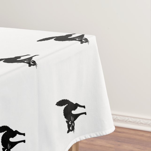 Mantel Patrón blanco y negro de gato negro de Halloween (In Situ)