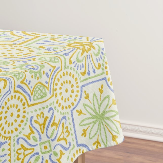 Mantel Patrón boho de azulejo mediterráneo acuarela (In Situ)
