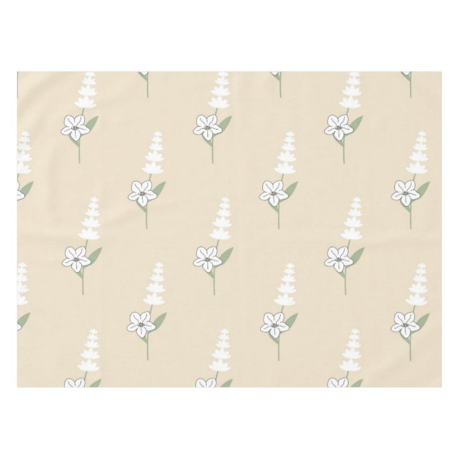Mantel Patrón Botánico Bohemio Beige Floral (Frente (Horizontal))