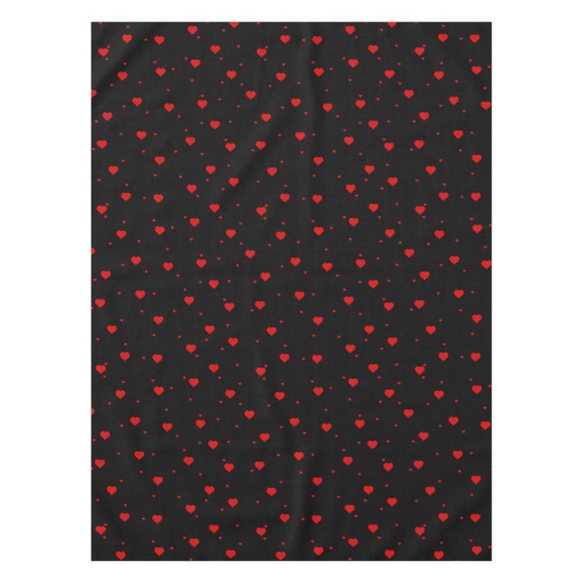 Mantel Patrón cardíaco de San Valentín rojo sobre negro (Anverso)